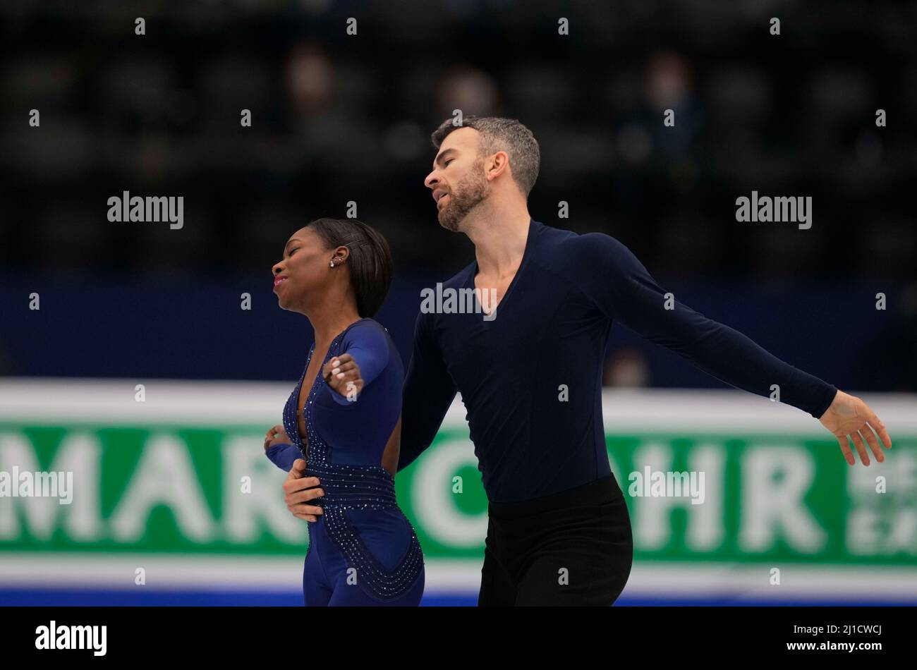 Sud de France Arena, Montpellier, Francia. 24th Mar 2022. Vanessa James ed Eric Radford dal Canada durante Pairs Free Skating, World Figure Skating Championship alla Sud de France Arena, Montpellier, Francia. Kim Price/CSM/Alamy Live News Foto Stock