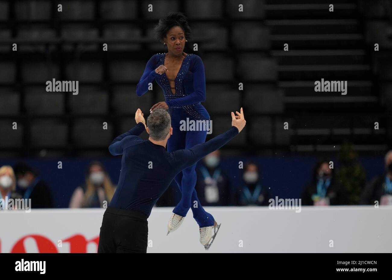 Sud de France Arena, Montpellier, Francia. 24th Mar 2022. Vanessa James ed Eric Radford dal Canada durante Pairs Free Skating, World Figure Skating Championship alla Sud de France Arena, Montpellier, Francia. Kim Price/CSM/Alamy Live News Foto Stock