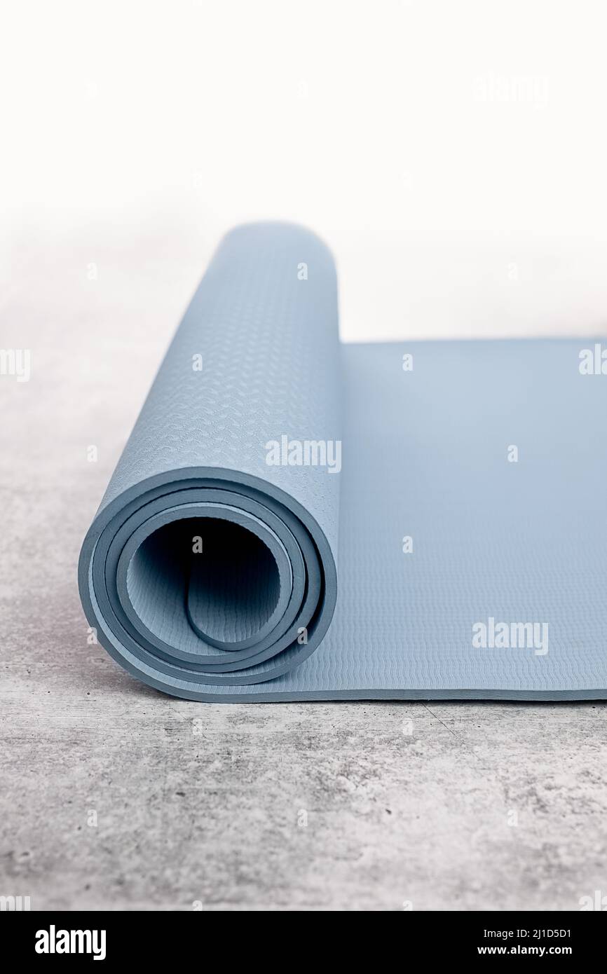 Concetto di fitness con blu e grigio Foto Stock