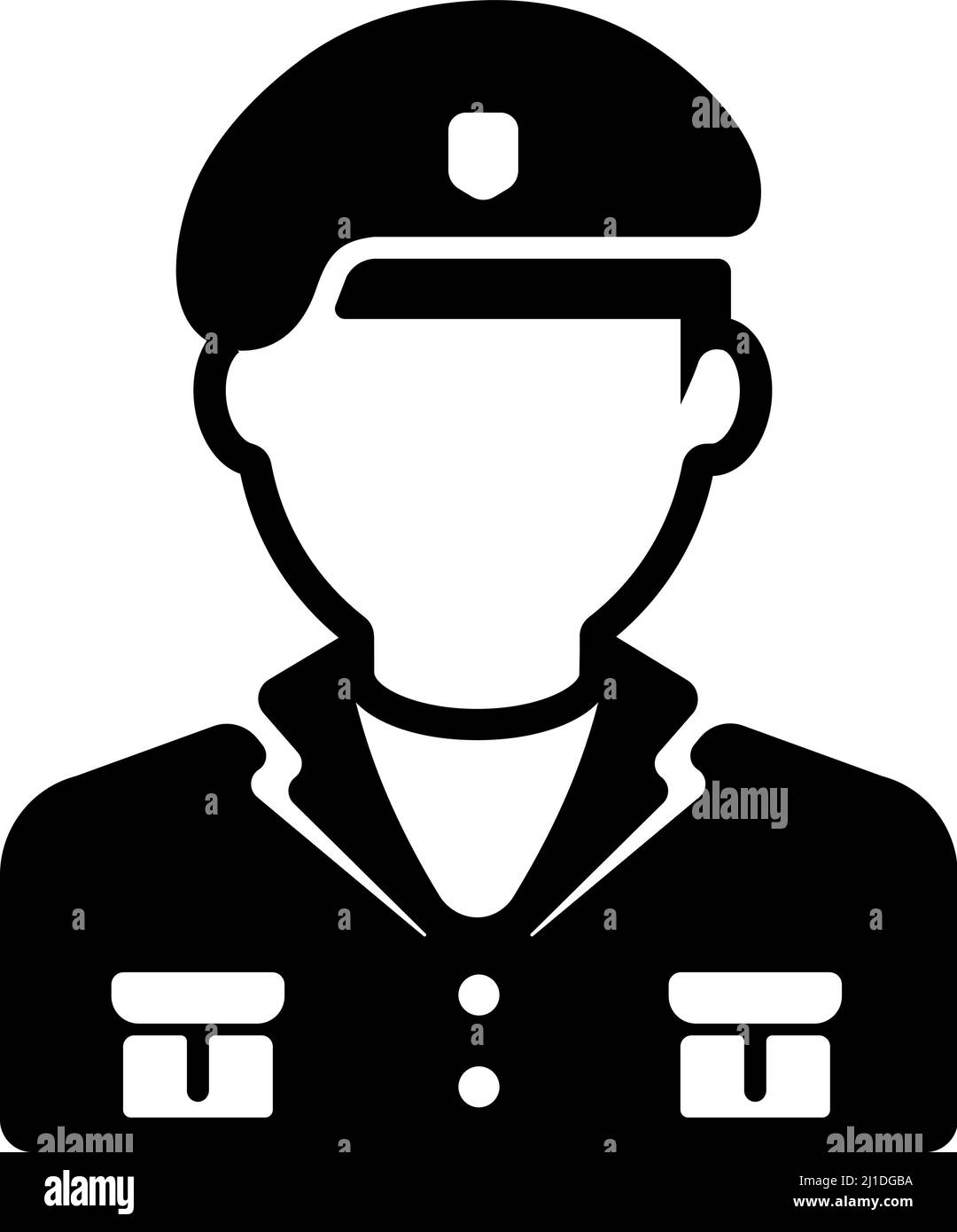 Icona vettoriale del soldato (comandante, ufficiale) Illustrazione Vettoriale