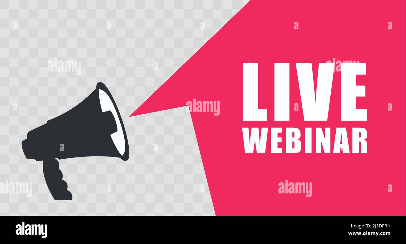 Live Webinar icona Flat Design con megafono Illustrazione Vettoriale