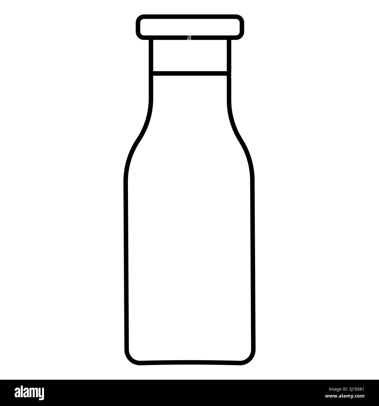 Icona della bottiglia di latte vaccino fresco non pastorizzato, icona della bottiglia di latte semplice Illustrazione Vettoriale