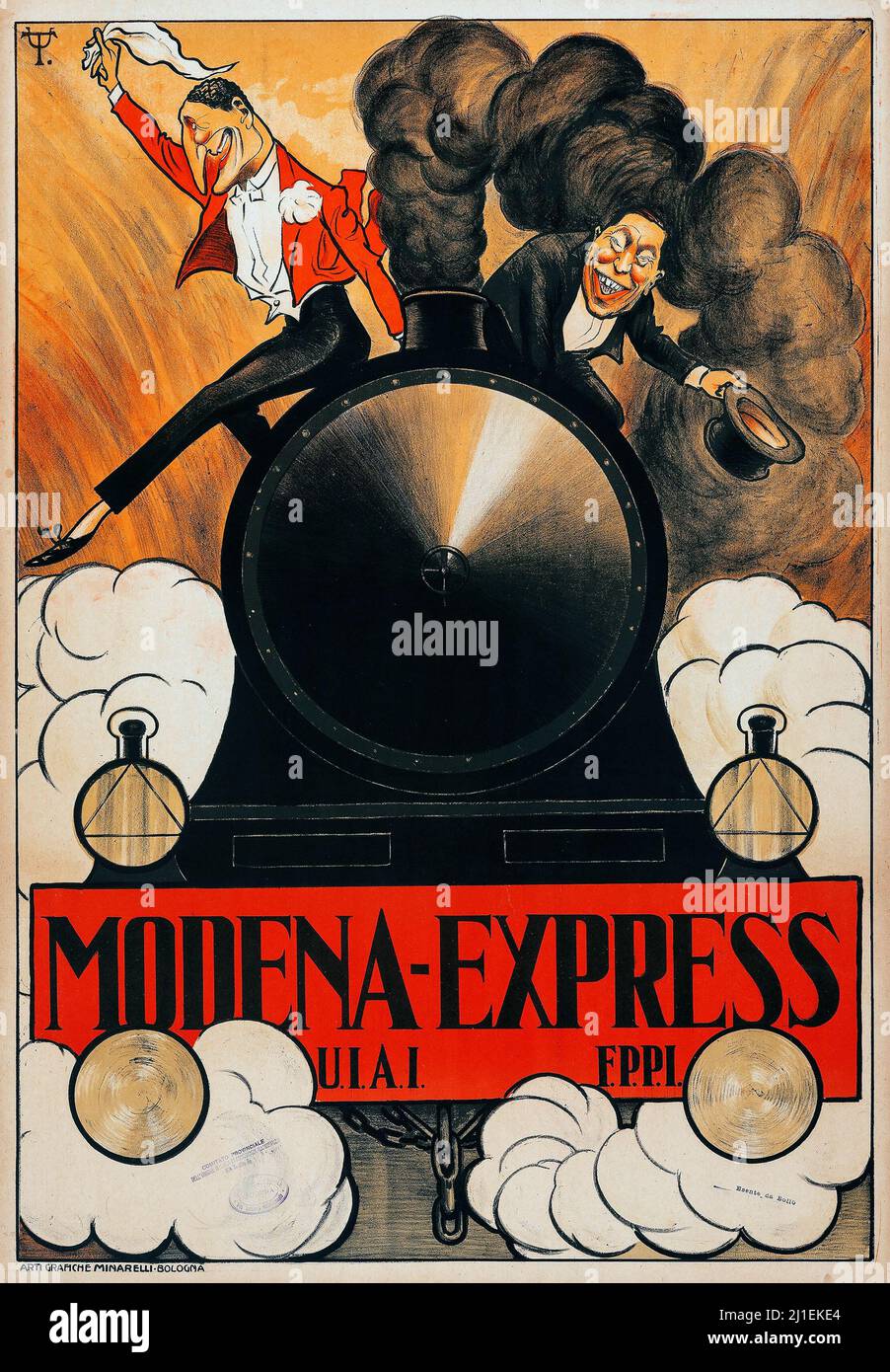 Poster di viaggio d'epoca - Modena Express (c 1908). Poster di viaggio Italiano - opere di Umberto Tirelli. Foto Stock