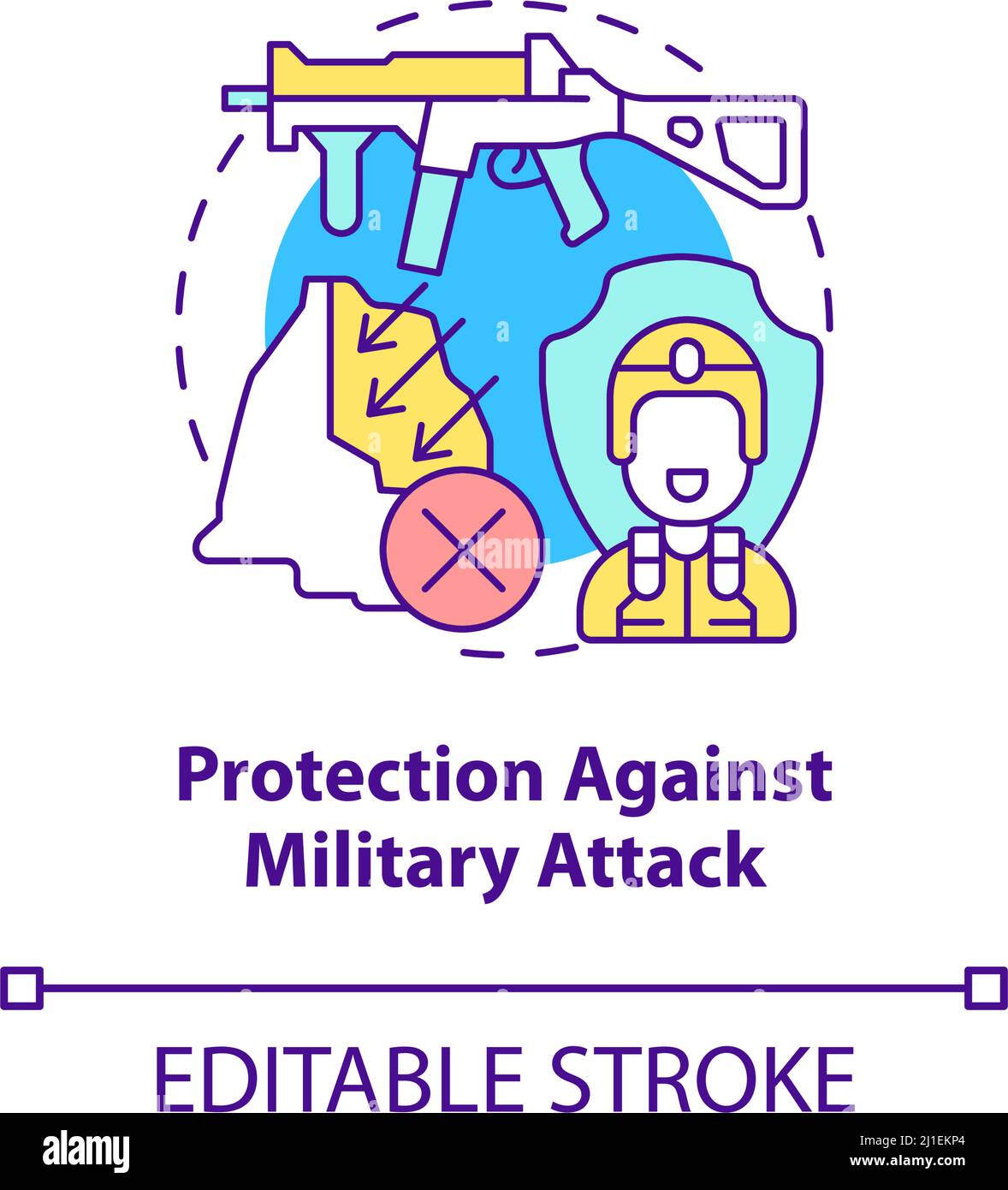 Protezione contro attacco militare concetto icona Illustrazione Vettoriale