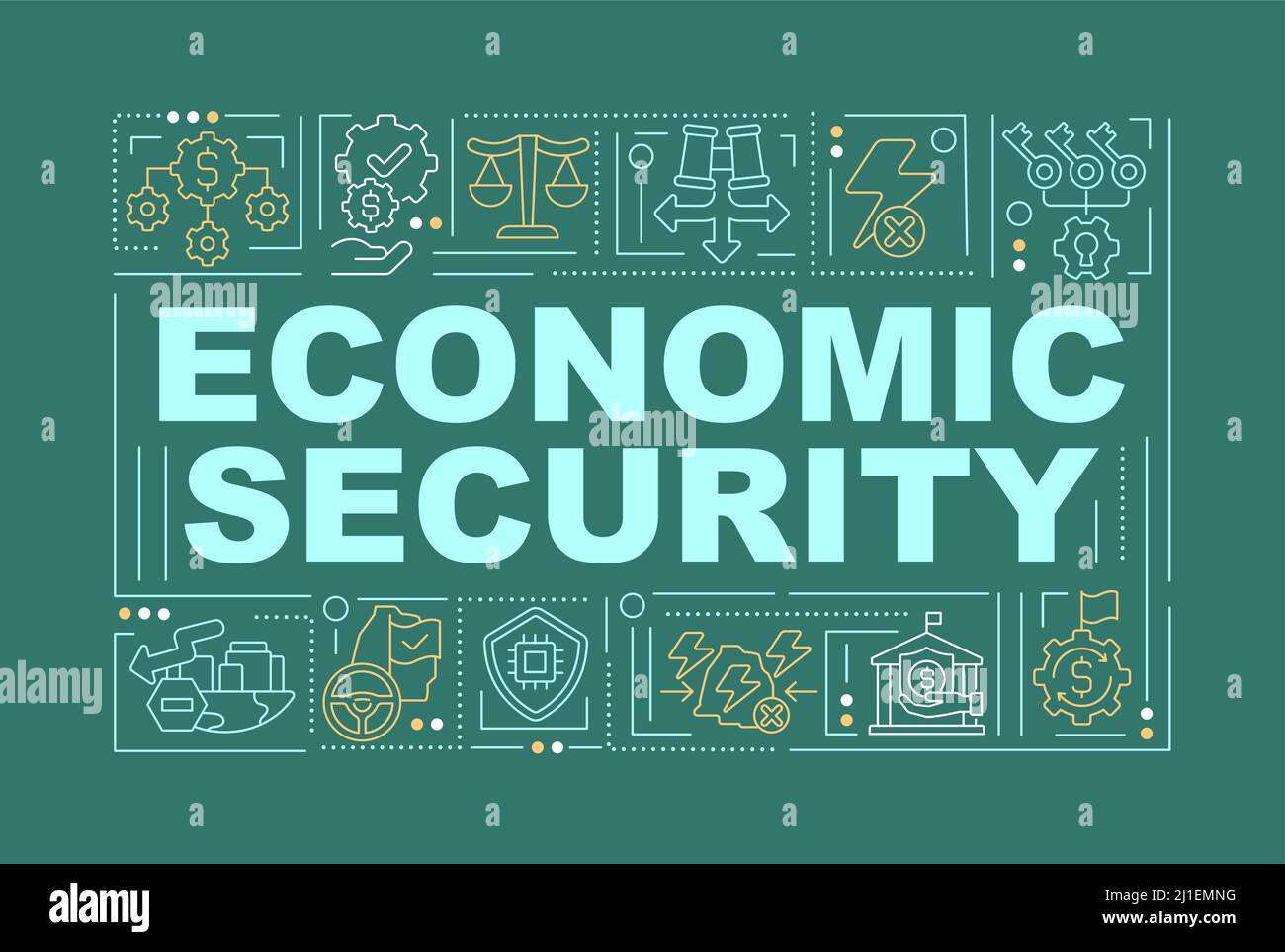 Concetti di sicurezza economica banner verde scuro Illustrazione Vettoriale