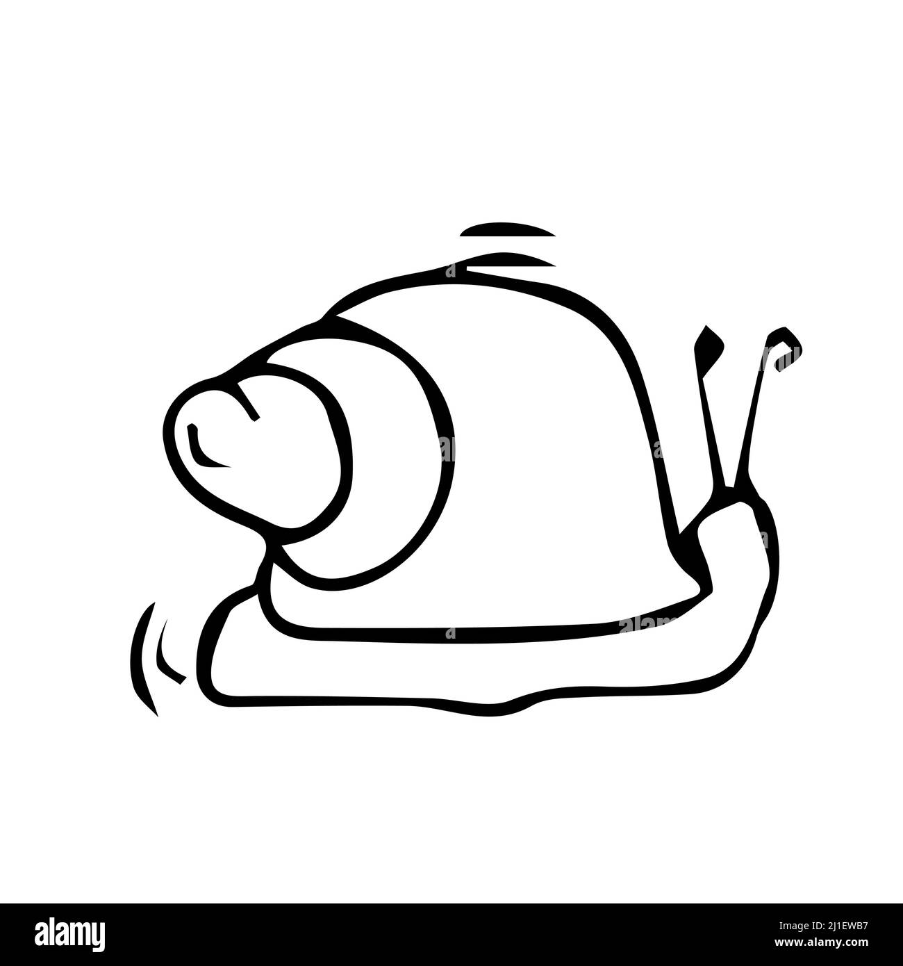 Disegno di linee di lumaca strisciante isolato vettoriale. Piccolo piccolo piccolo semplice slow lumail contorno icona logotipo simbolo scarabocchio schizzo Illustrazione Vettoriale