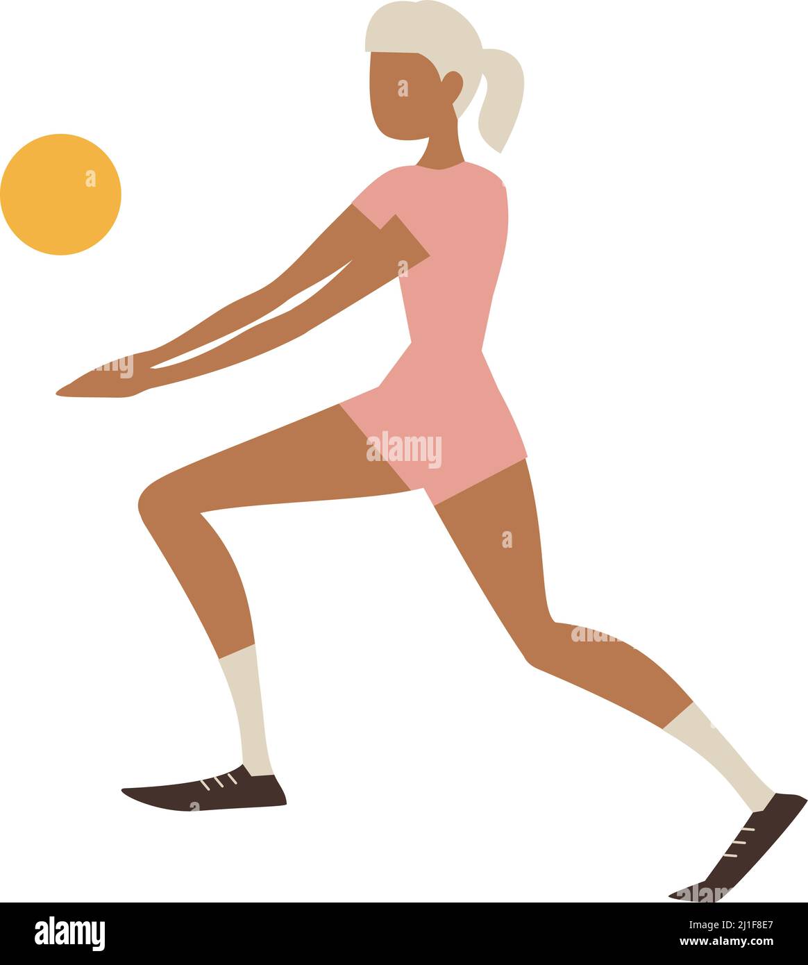 Illustrazione vettoriale del personaggio del giocatore di pallavolo su sfondo bianco. Illustrazione Vettoriale