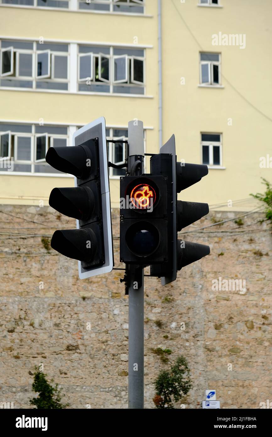Incluso semaforo con simbolo gay lgtb a Gibilterra Foto Stock