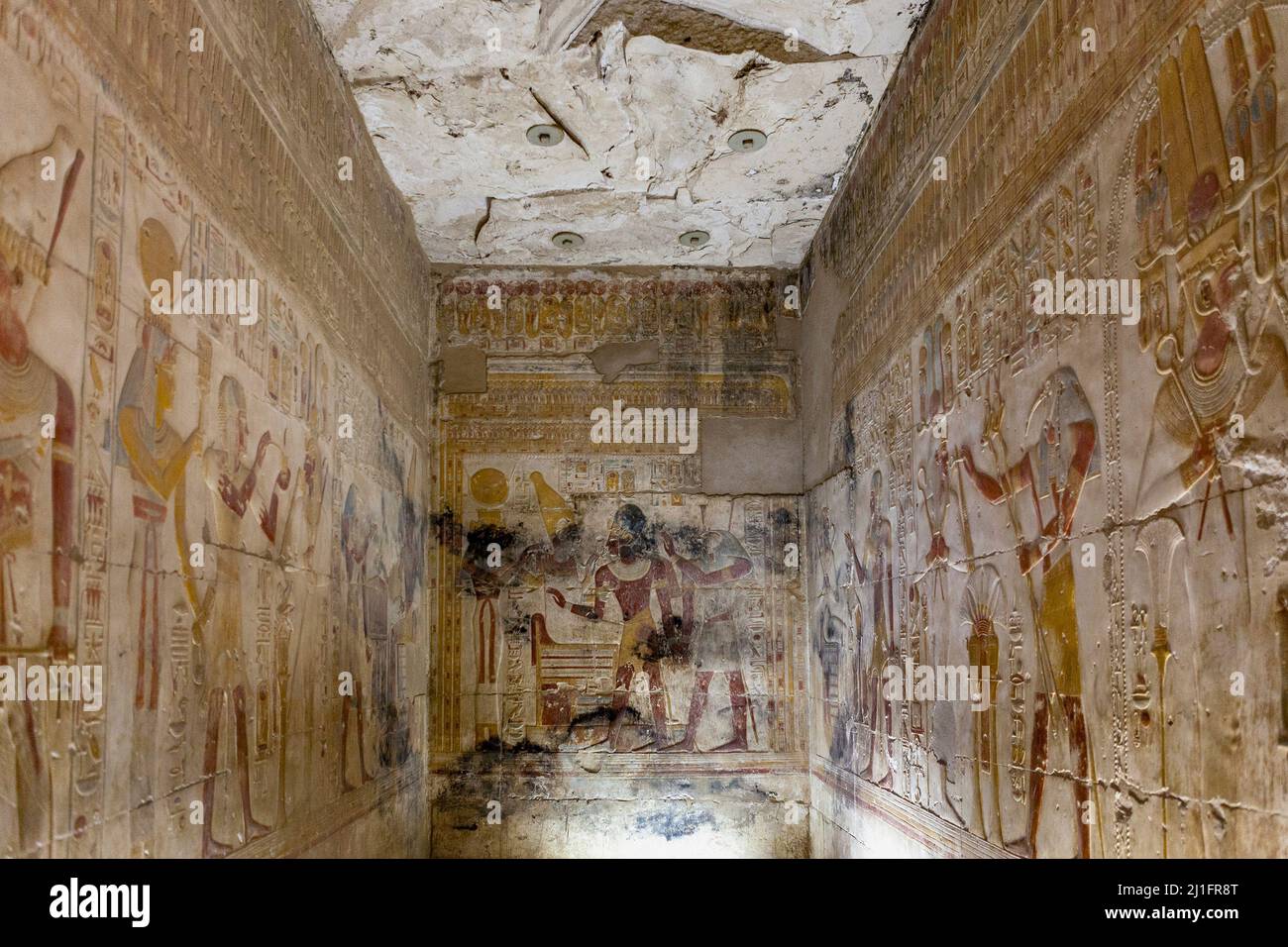 Cappella di Osiride nel Grande Tempio di Abydos, Egitto Foto Stock