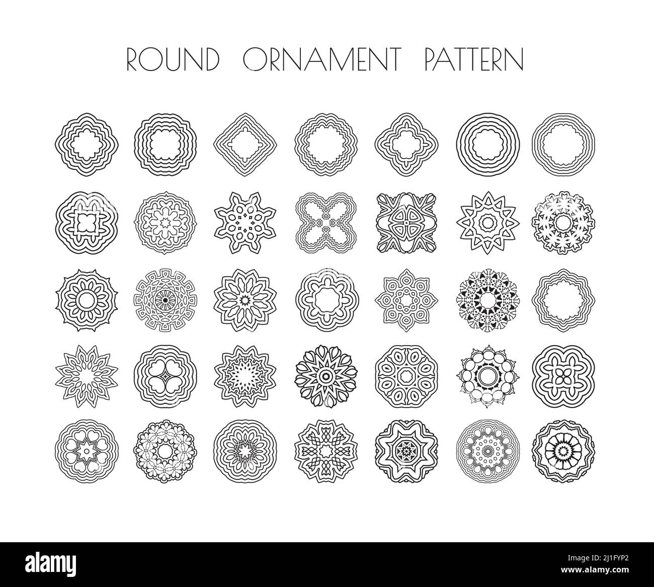 Ripetizione ornamentosa rotonda. Sfondo disegnato a mano. Illustrazione Vettoriale