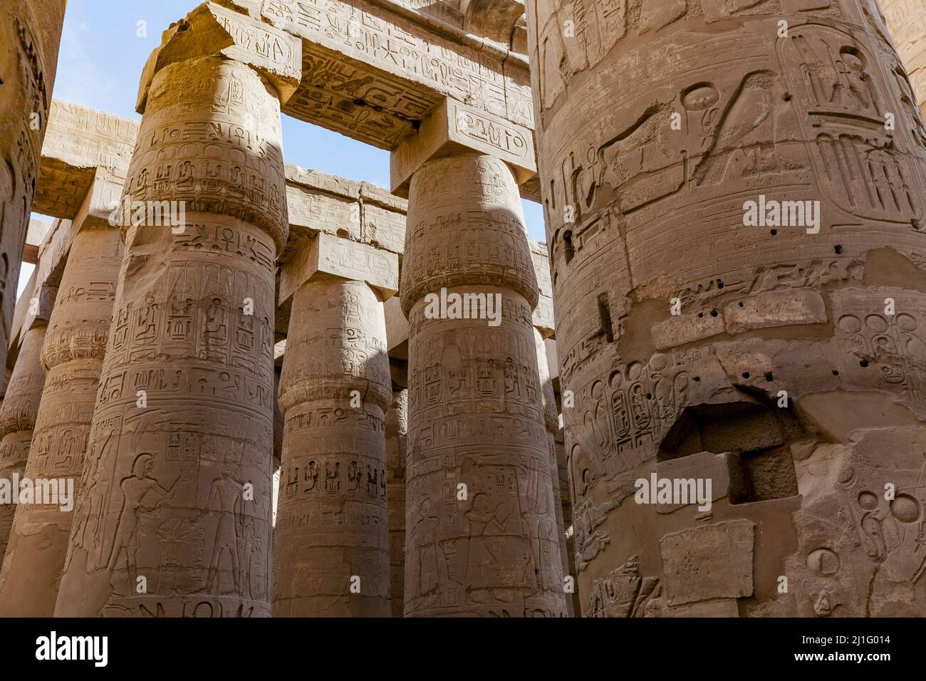 La Grande Sala Ipotistica a Karnak, Luxor Foto Stock