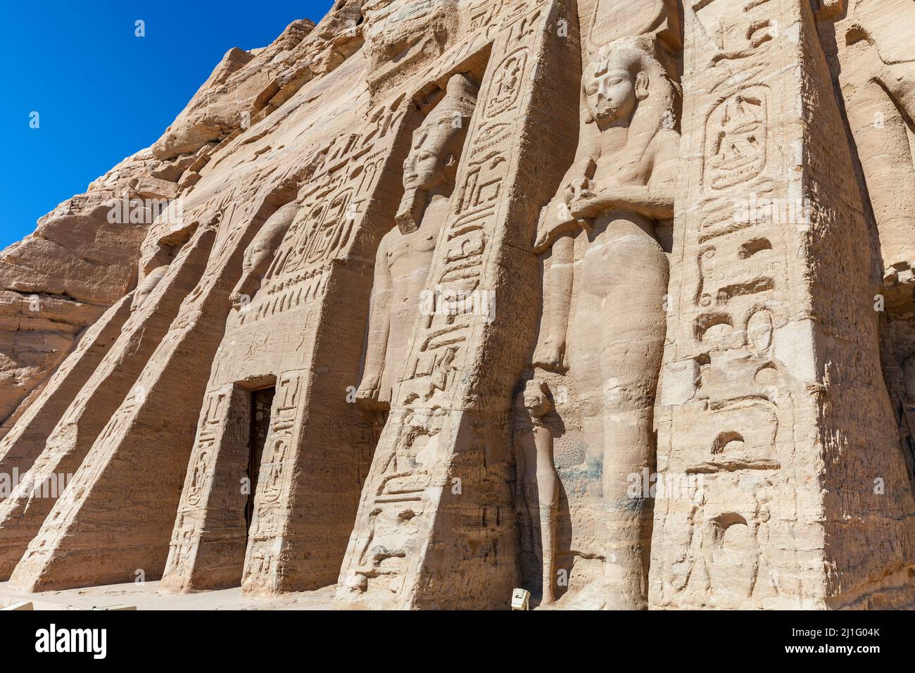 Il Tempio di Hathor ad Abu Simbel Foto Stock