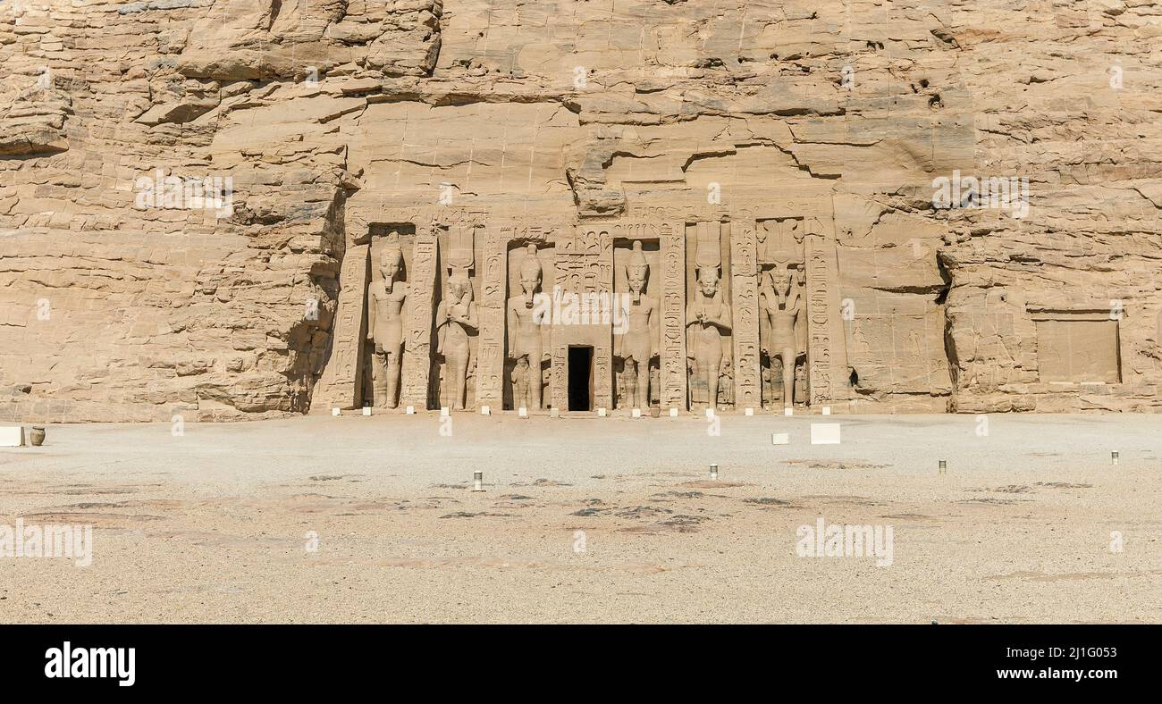 Il Tempio di Hathor ad Abu Simbel Foto Stock