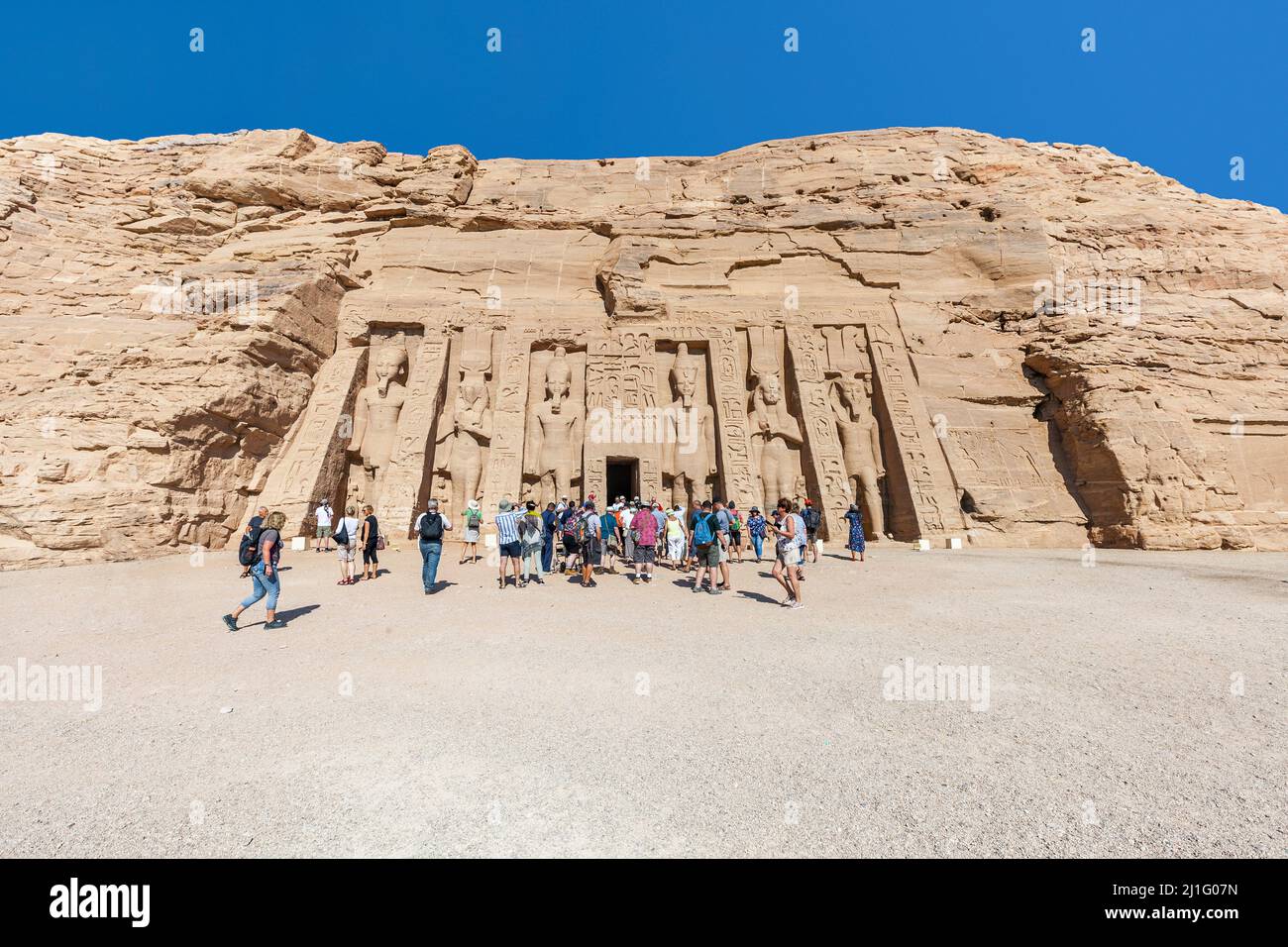 Il Tempio di Hathor ad Abu Simbel Foto Stock