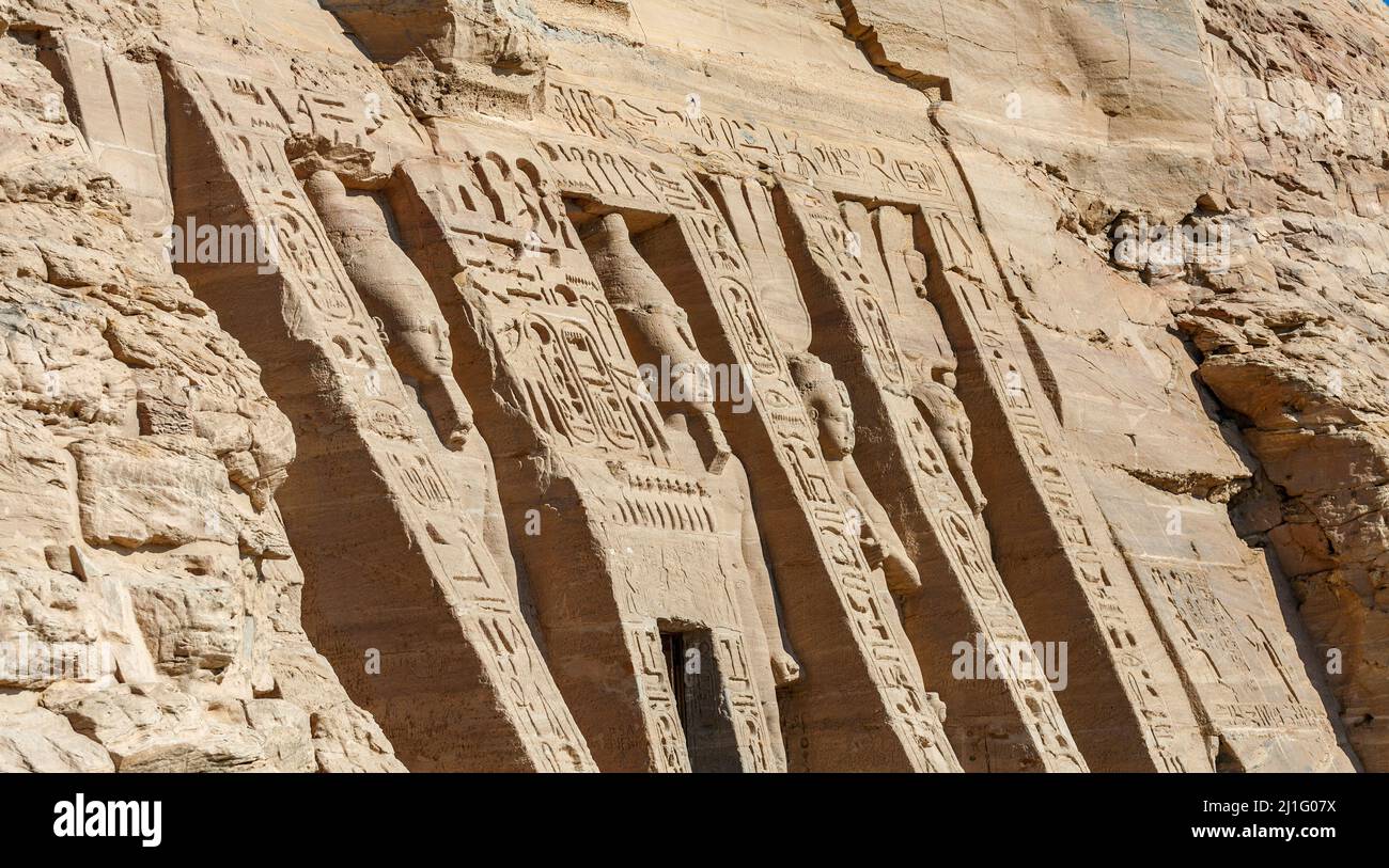 Il Tempio di Hathor ad Abu Simbel Foto Stock