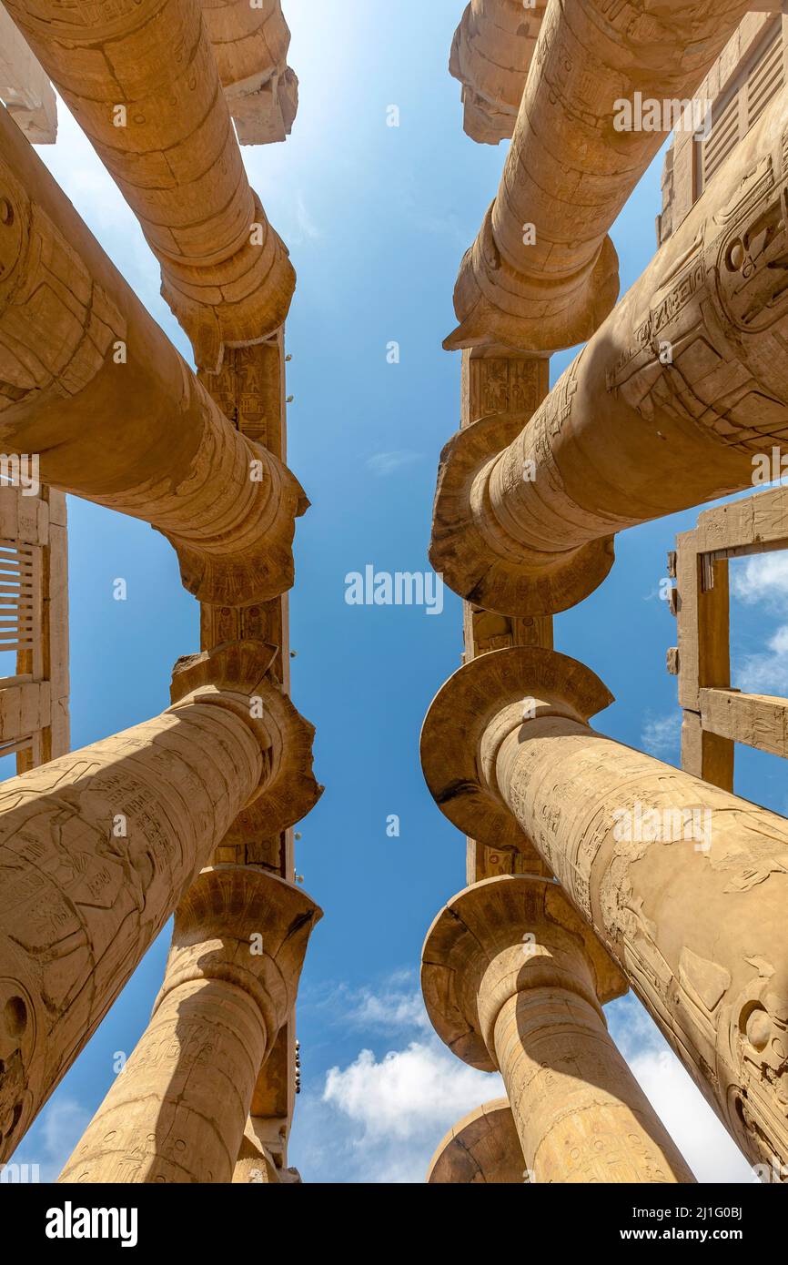 La Grande Sala Ipotistica a Karnak, Luxor Foto Stock