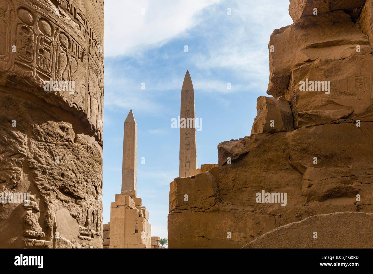 Obelischi di Thutmosis i e Hatshepsut, Karnak, Luxor Foto Stock