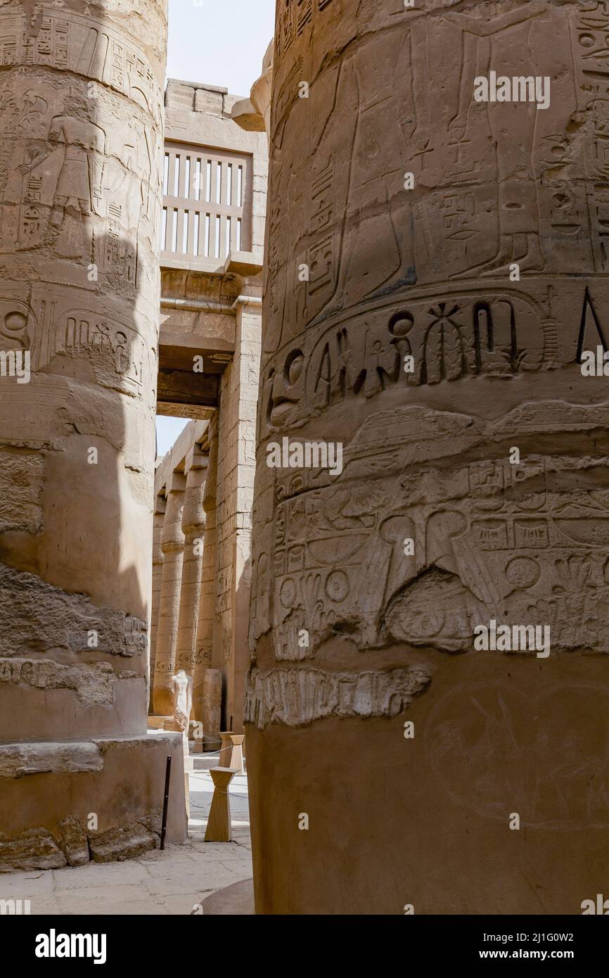 La Grande Sala Ipotistica a Karnak, Luxor Foto Stock