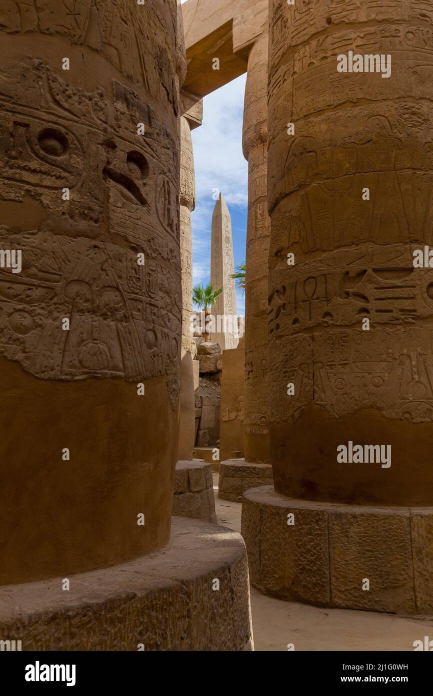 La Grande Sala Ipotistica a Karnak, Luxor Foto Stock