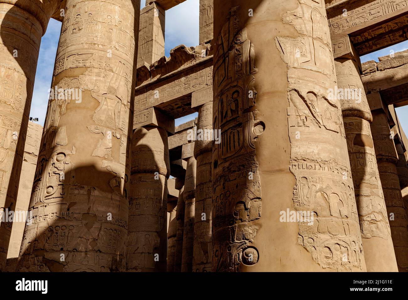 La Grande Sala Ipotistica a Karnak, Luxor Foto Stock