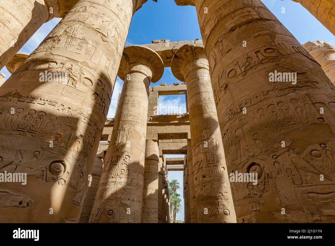 La Grande Sala Ipotistica a Karnak, Luxor Foto Stock
