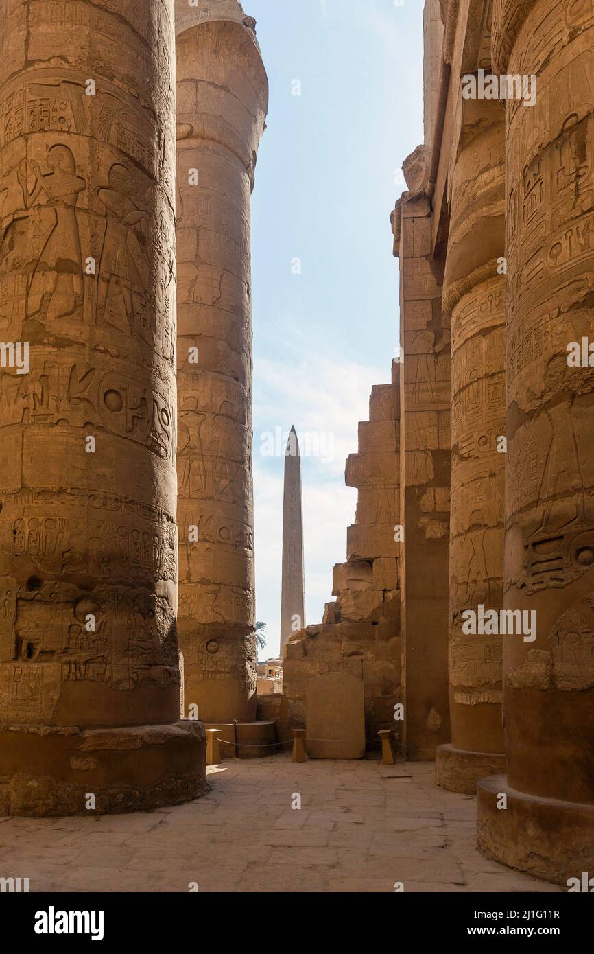 La Grande Sala Ipotistica a Karnak, Luxor Foto Stock
