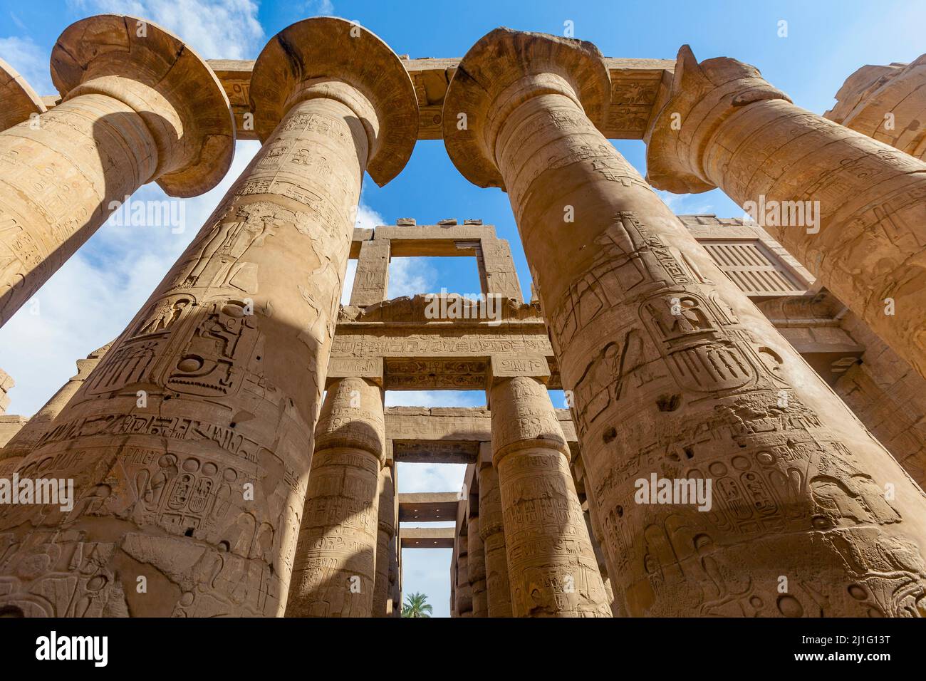 La Grande Sala Ipotistica a Karnak, Luxor Foto Stock