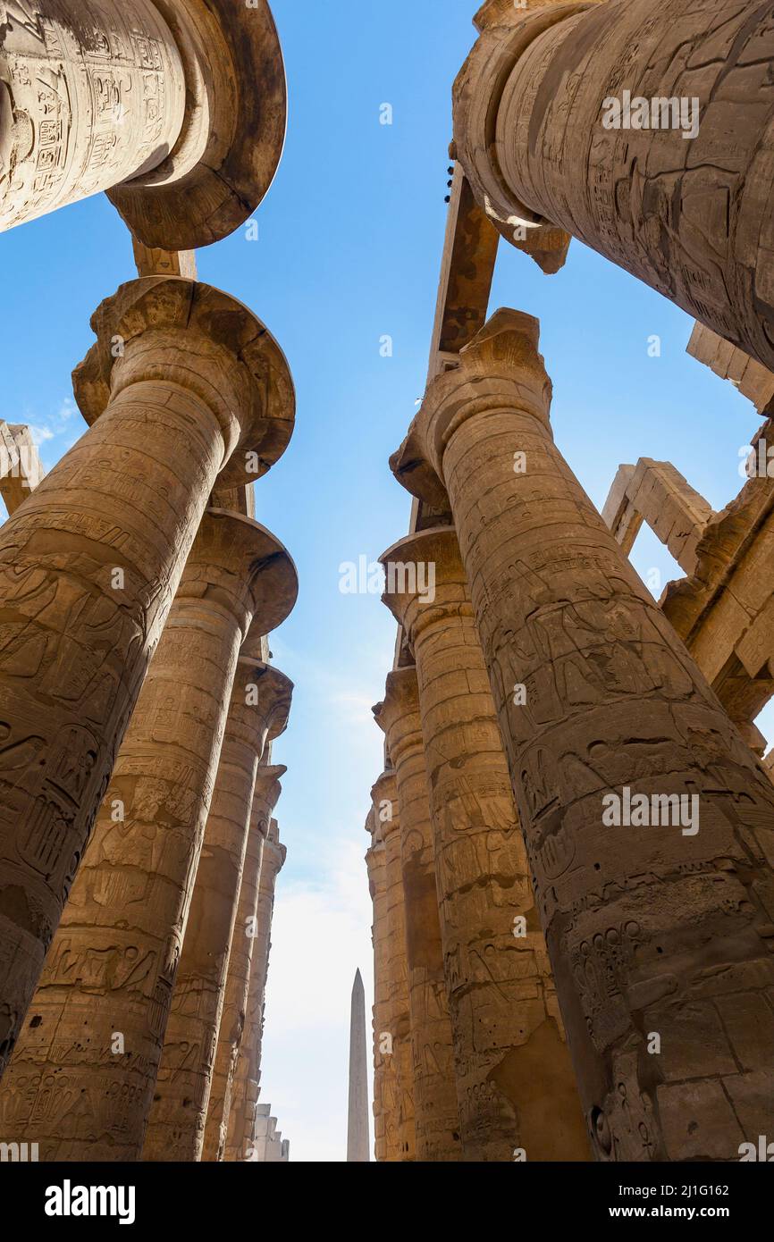 La Grande Sala Ipotistica a Karnak, Luxor Foto Stock