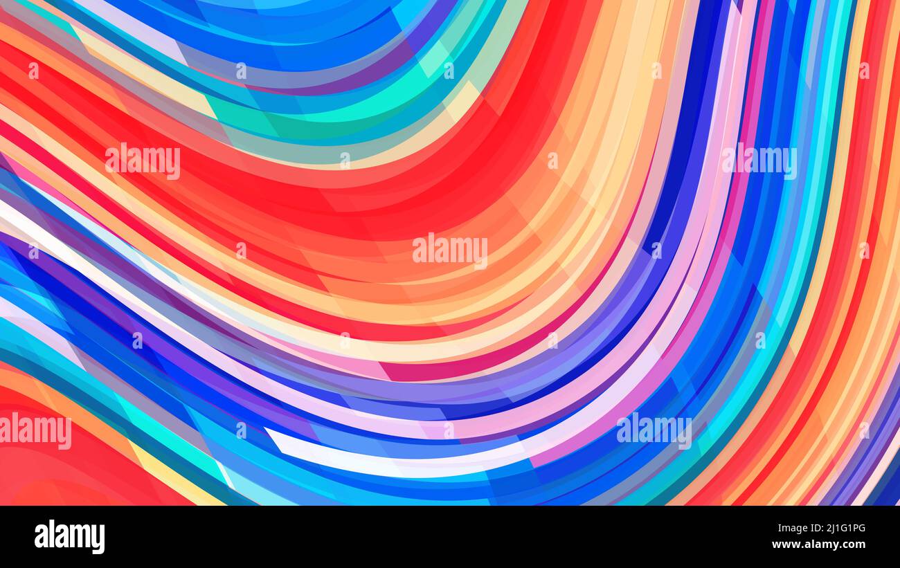 Sfondo colorato astratto con strisce curve multicolore. Motivo grafico vettoriale Motley Illustrazione Vettoriale