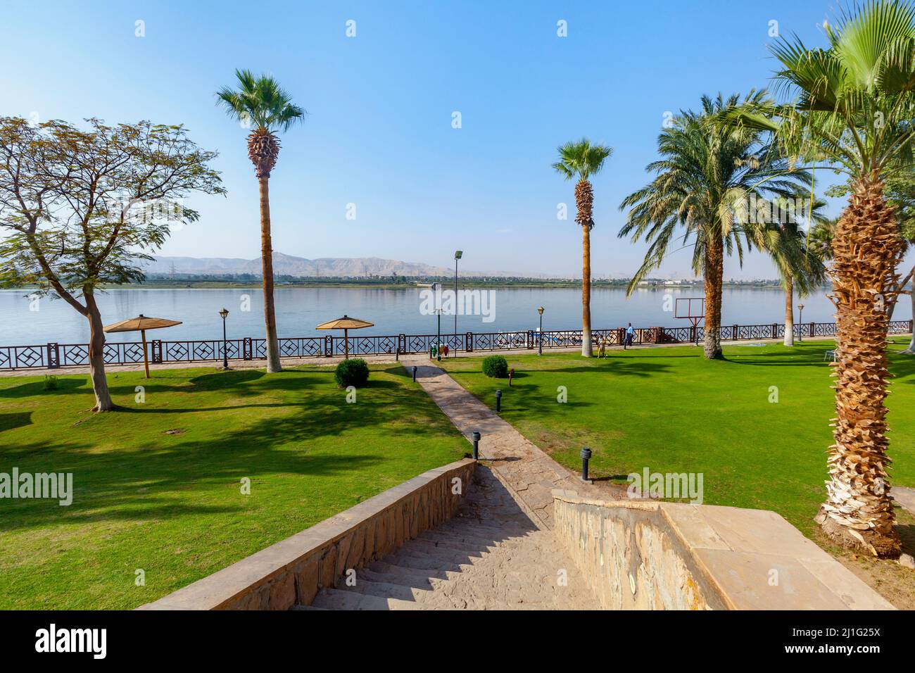 Fiume Nilo, Hotel Mercure, Luxor Foto Stock