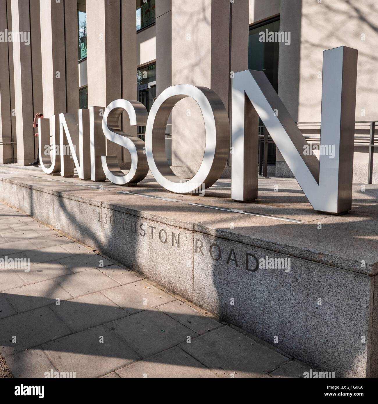 Sede centrale Unison Union, Euston Road, Londra. La sede centrale dell'Unione britannica che rappresenta il personale che lavora nei servizi pubblici. Foto Stock