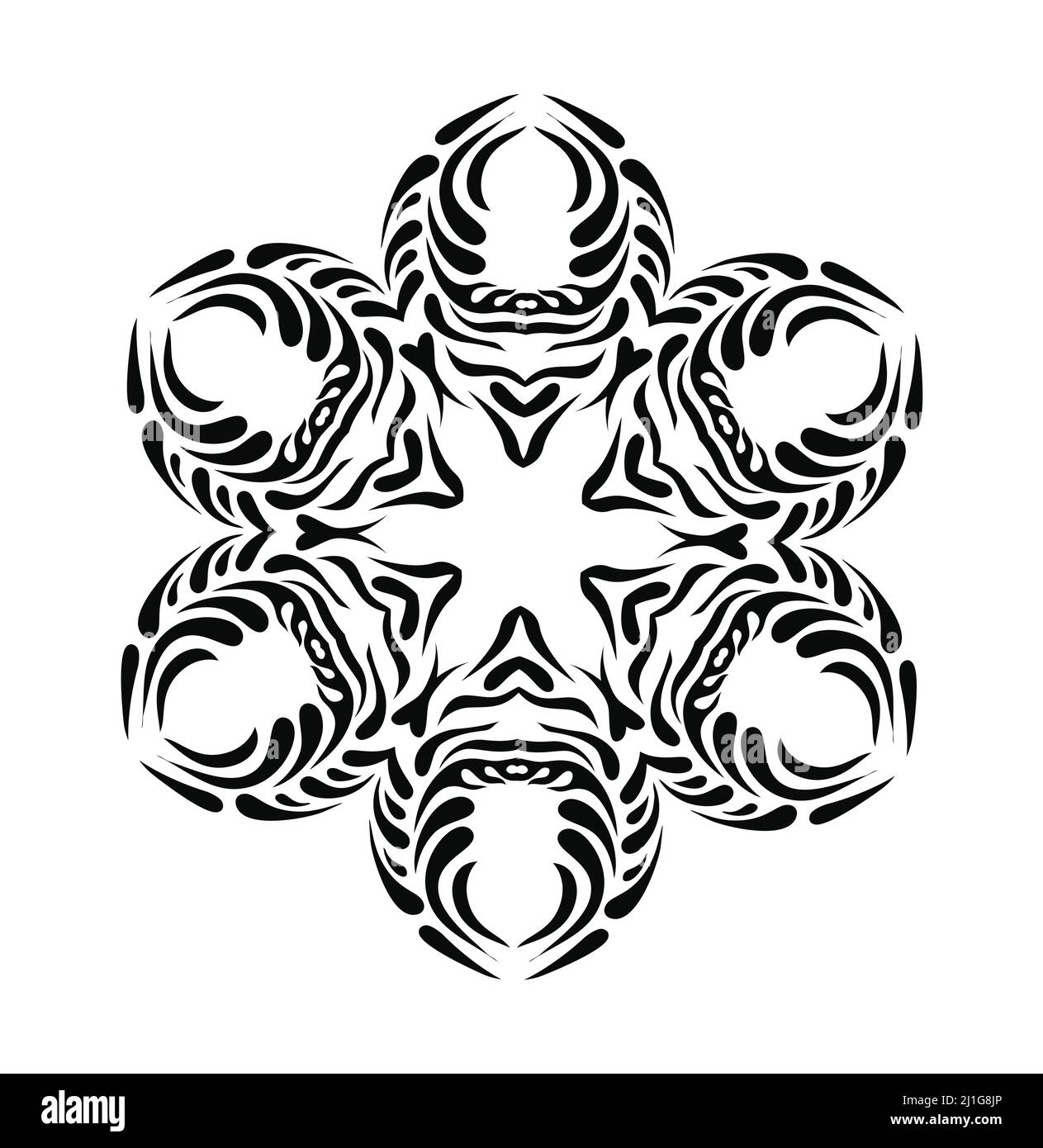 Mandala motivo ornamento rotondo. Sfondo disegnato a mano. Illustrazione Vettoriale