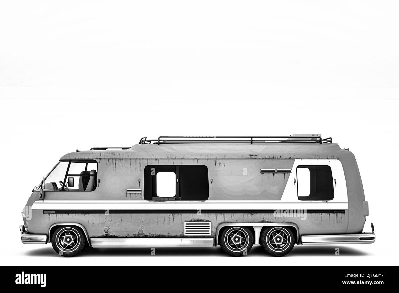 minivan isolato su sfondo bianco 3d illustrazione Foto Stock