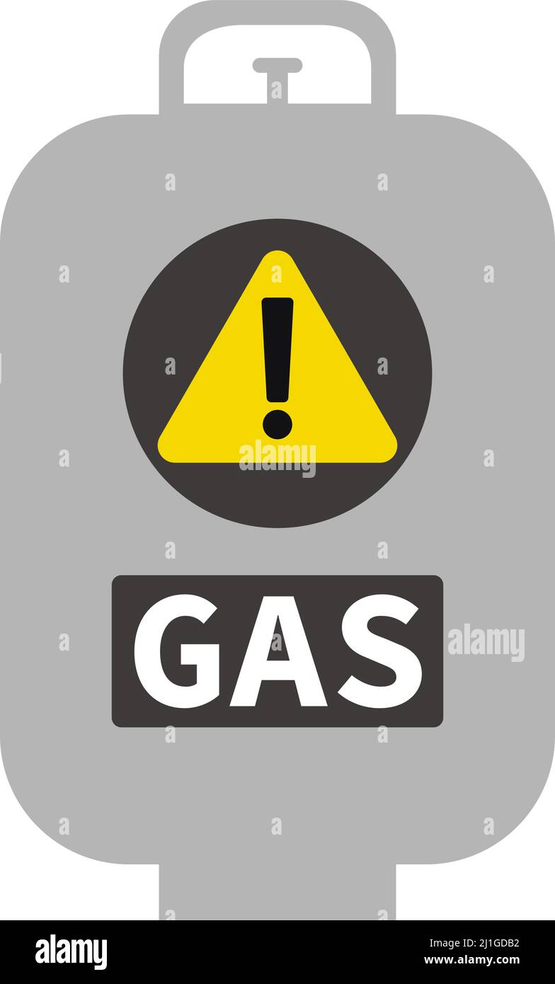 Segnale di avvertenza e gas propano. Vettore modificabile. Illustrazione Vettoriale