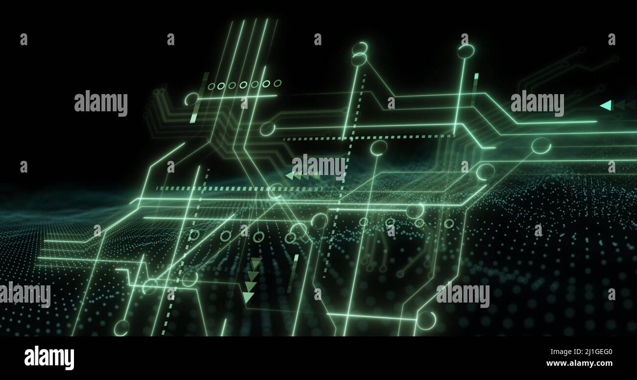 Immagine dell'elaborazione dei dati sulla scheda a circuiti stampati del computer Foto Stock