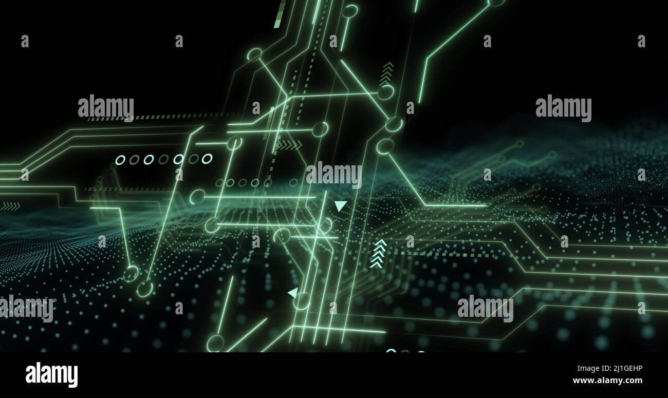 Immagine dell'elaborazione dei dati sulla scheda a circuiti stampati del computer Foto Stock