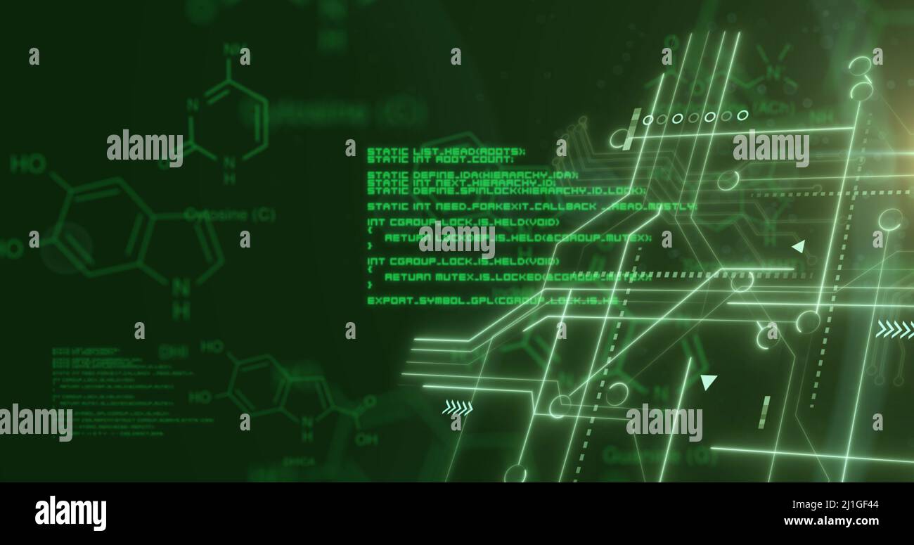 Immagine dell'elaborazione dei dati sulla scheda a circuiti stampati del computer Foto Stock