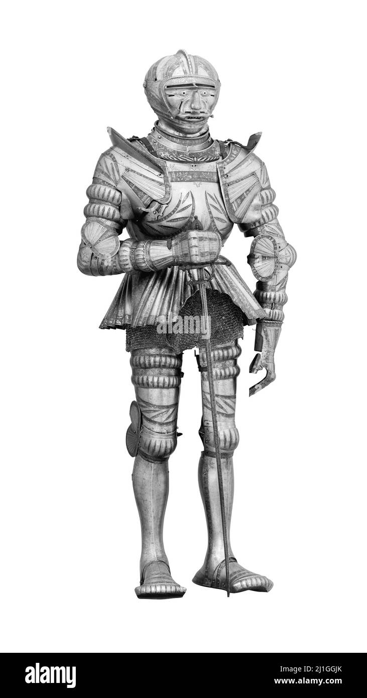 Armatura medievale della Germania meridionale (austriaca). (Kolman Helmschmid (1471–1532) di Augusta). Con tracciato di ritaglio. Ca. 1515 e più tardi il disegno di armatura era di Foto Stock