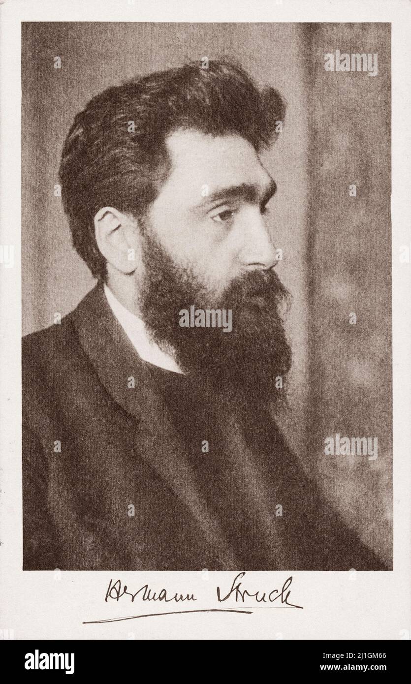 Ritratto vintage di Hermann colpito. Hermann Harched (1876 – 1944) fu un artista ebreo tedesco noto per le sue incisioni. 1911 Foto Stock