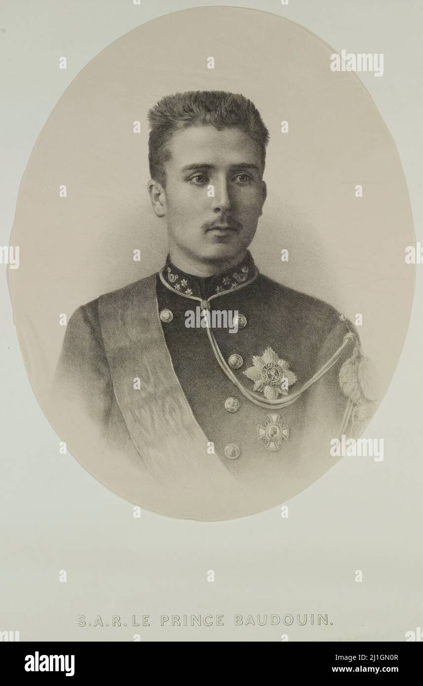 Ritratto del Principe Baudouin di Belgio il Principe Baudouin di Belgio (1869 – 1891) fu il primo figlio e primogenito del Principe Philippe, conte Foto Stock