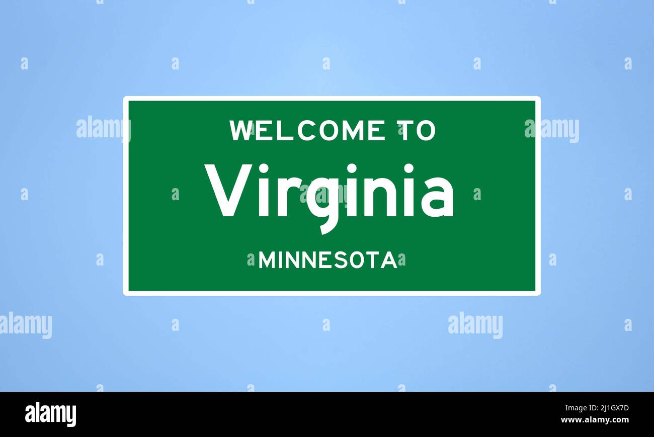 Virginia, Minnesota City Limit Sign. Cartello della città dagli Stati Uniti. Foto Stock