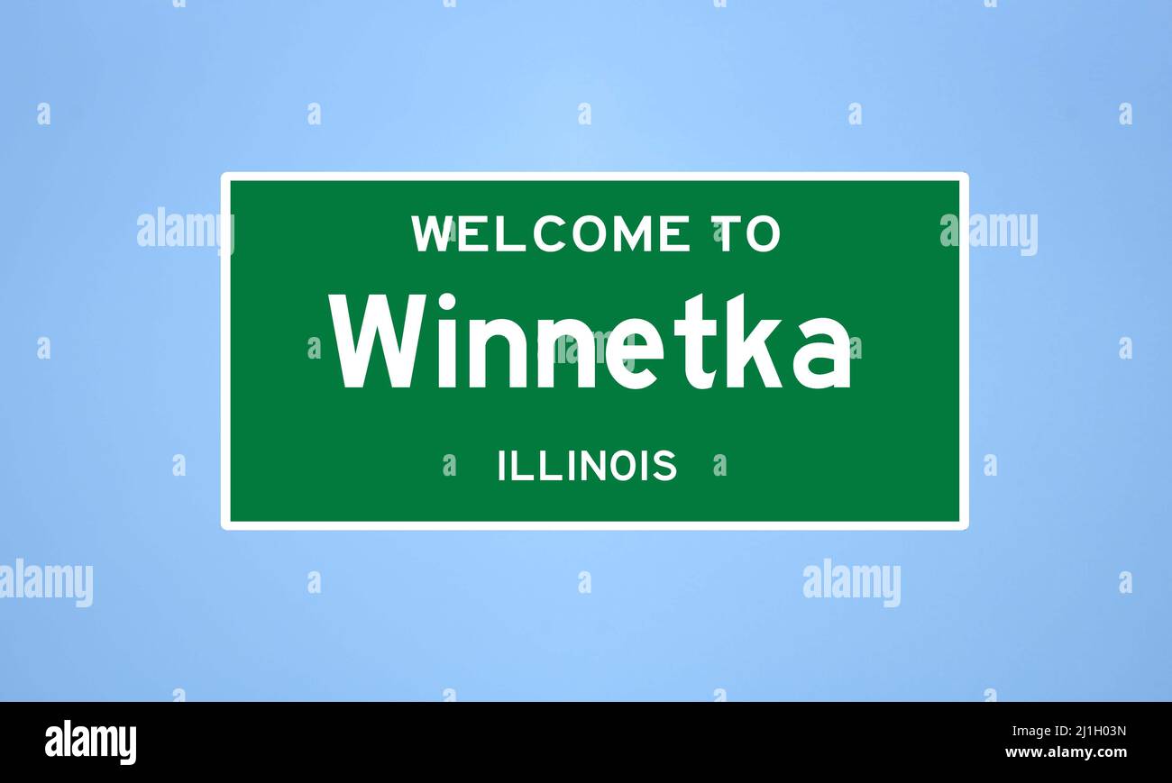 Winnetka, Illinois City Limit Sign. Cartello della città dagli Stati Uniti. Foto Stock