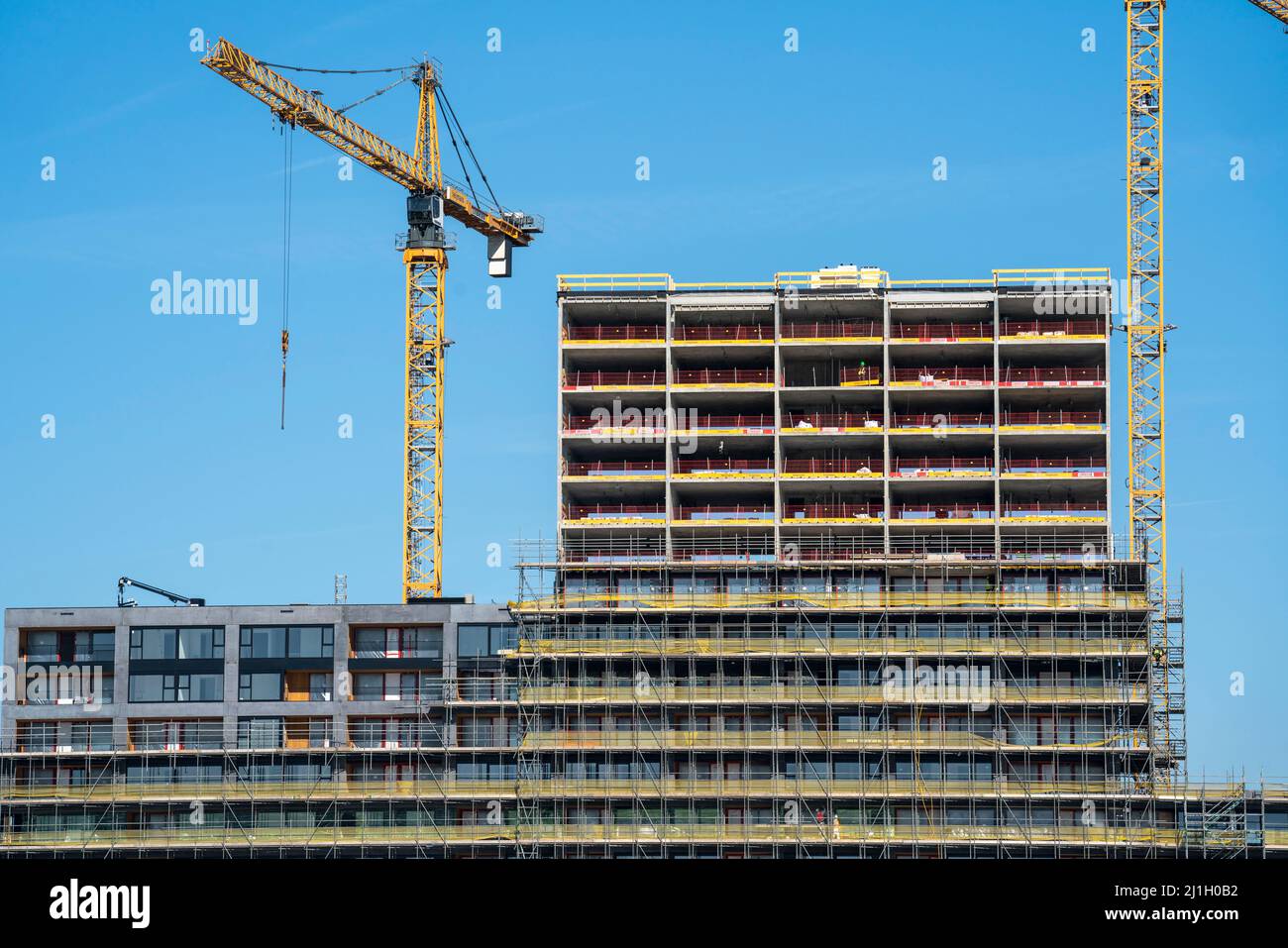 Cantiere, nuova costruzione di alti edifici residenziali, progetto Havenkwartier Katendrecht, oltre 160 nuovi appartamenti sono in costruzione lei Foto Stock