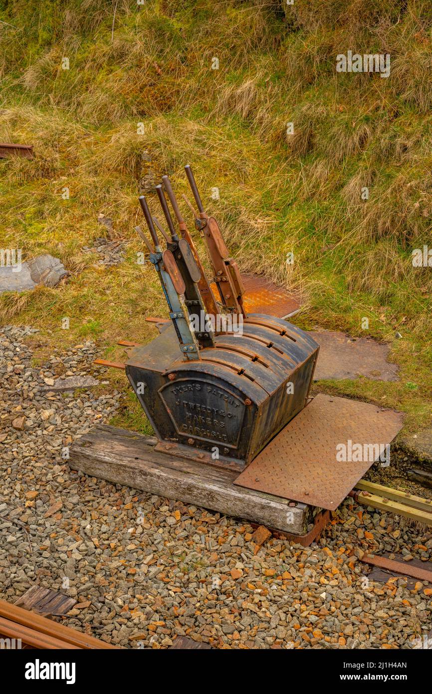 Partenza di punta sulla ferrovia del Monte Welsh a Dduallt sulla ferrovia Ffestiniog Foto Stock