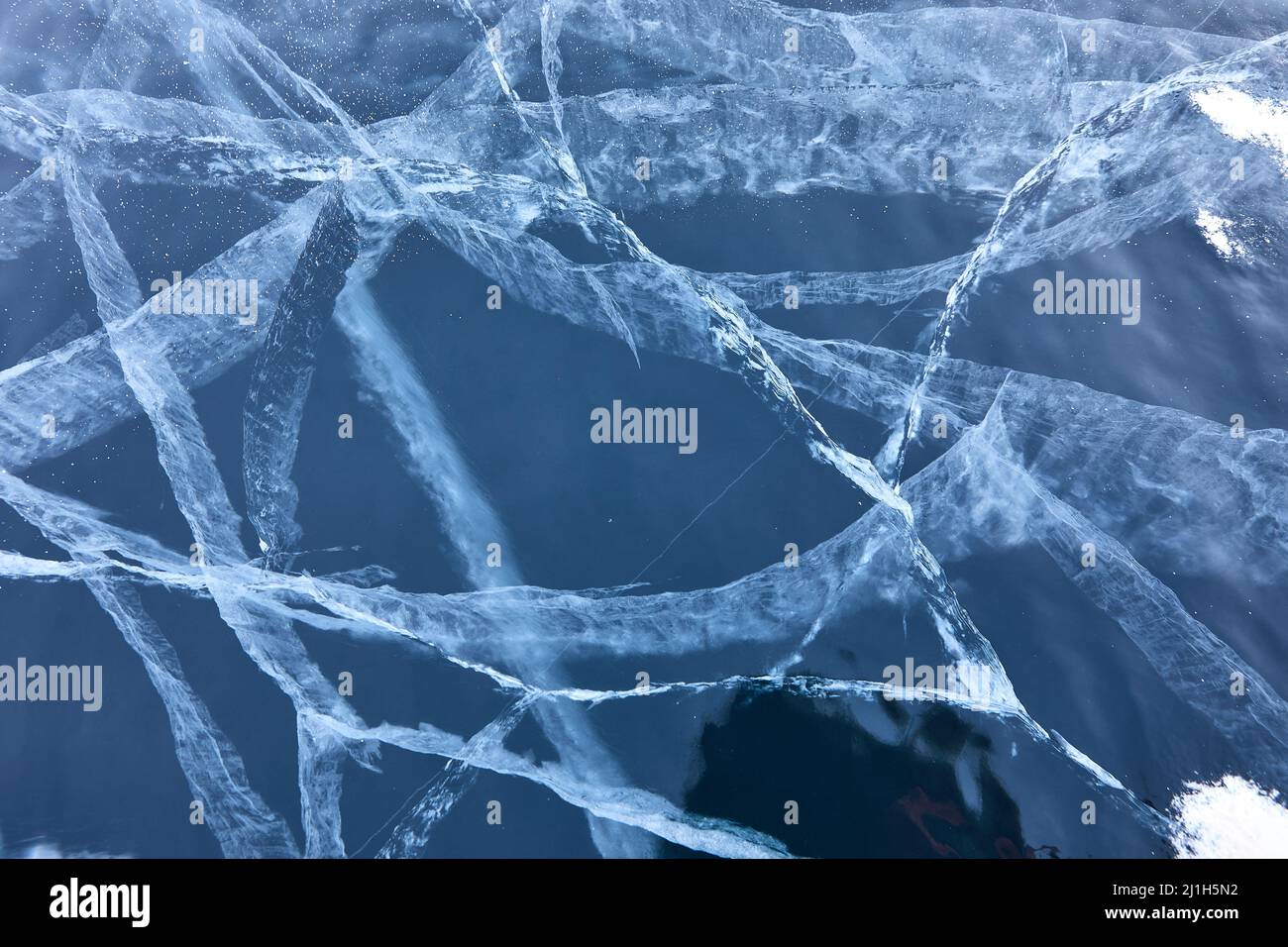 Incredibile schema di ghiaccio sul lago Baikal Foto Stock