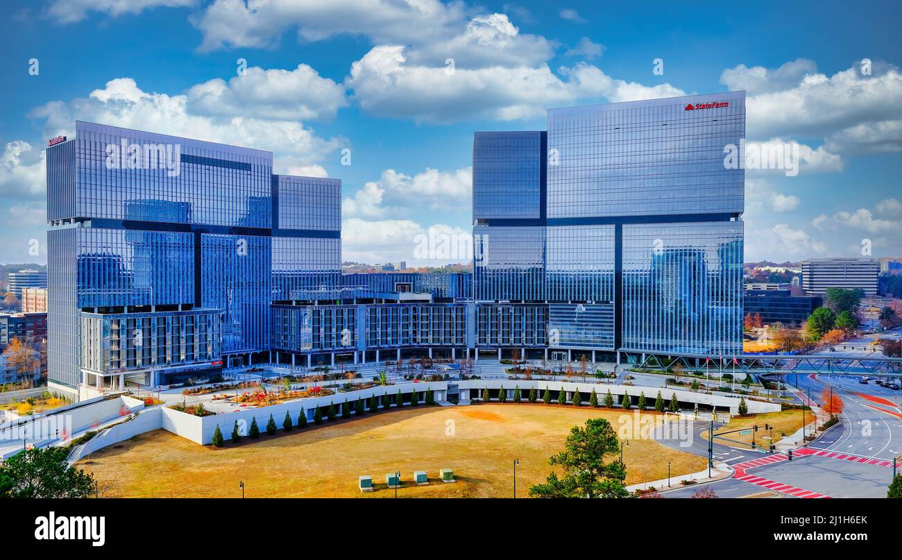 Due edifici di state Farm ad Atlanta Foto Stock