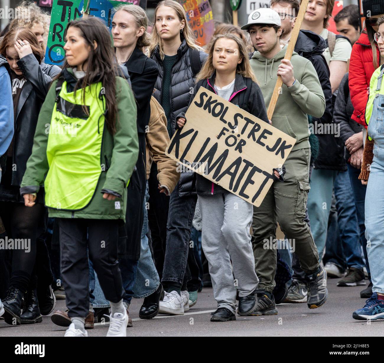 STOCCOLMA, SVEZIA - 25 MARZO 2022: 19 anni l'attivista svedese per il clima Greta Thunberg che si è dimostrato venerdì a Stoccolma. Foto Stock