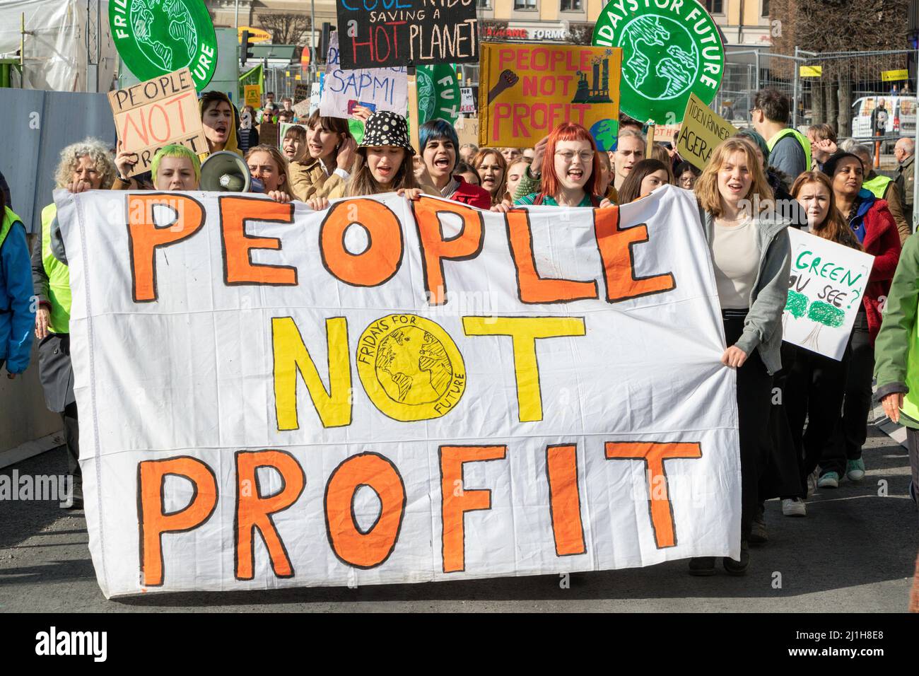 STOCCOLMA, SVEZIA - 25 MARZO 2022: 19 anni l'attivista svedese per il clima Greta Thunberg che si è dimostrato venerdì a Stoccolma. Foto Stock