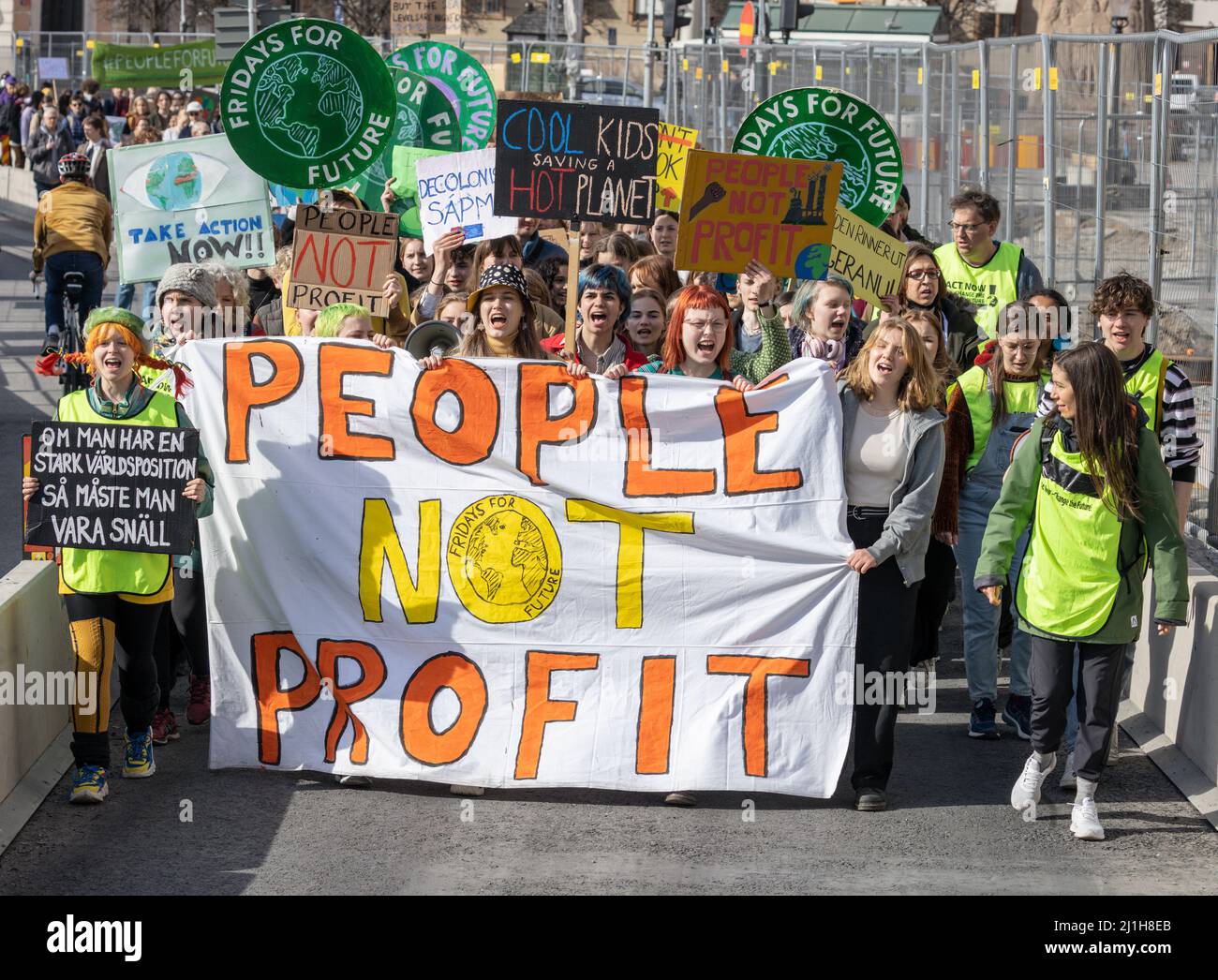 STOCCOLMA, SVEZIA - 25 MARZO 2022: 19 anni l'attivista svedese per il clima Greta Thunberg che si è dimostrato venerdì a Stoccolma. Foto Stock