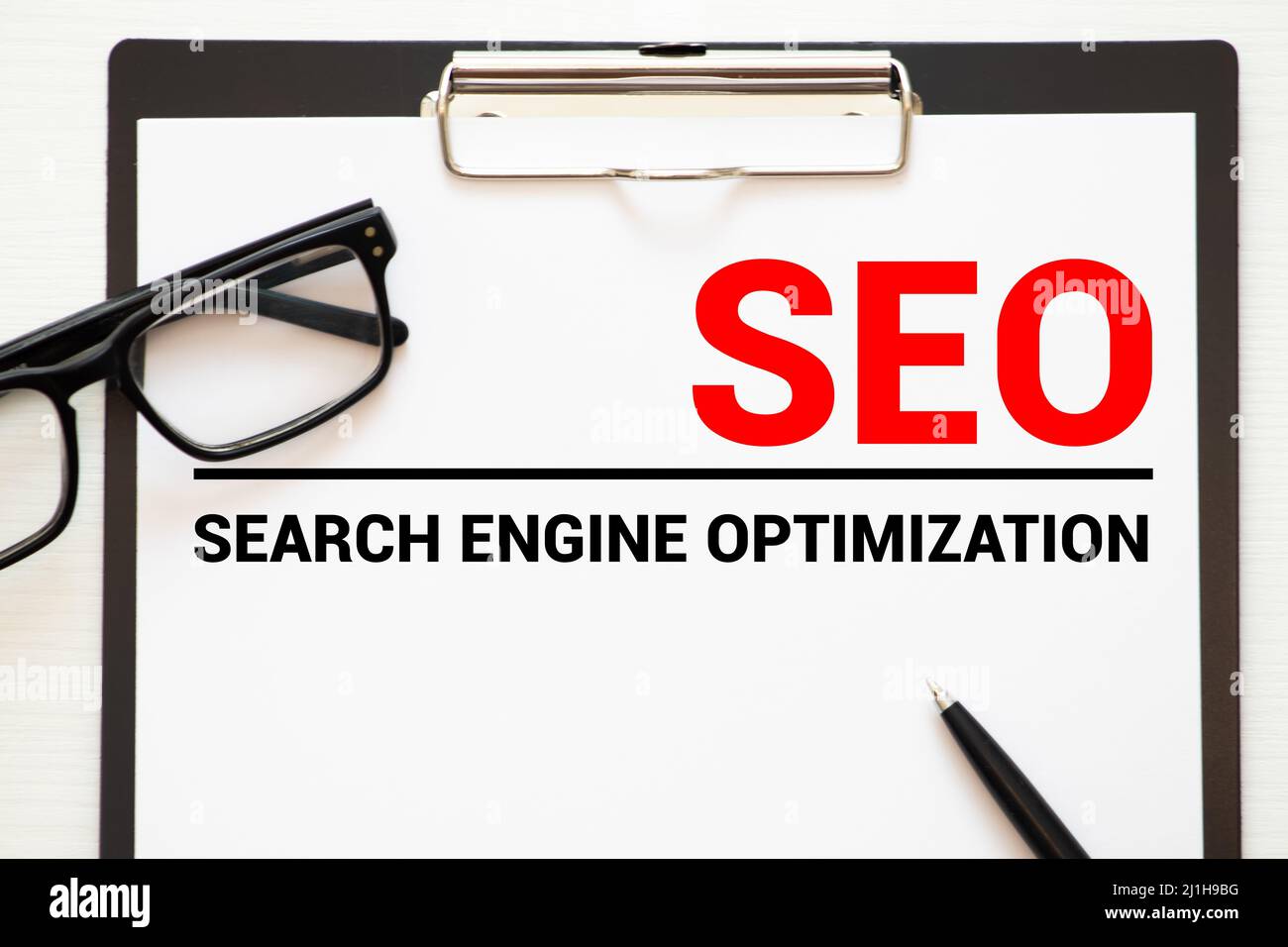 Nuvola di parole o tag relativi all'ottimizzazione dei motori di ricerca SEO Foto Stock